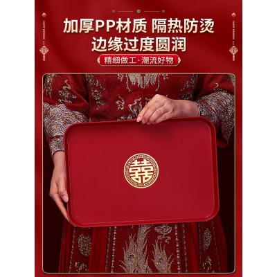 结婚托盘客厅用的红色敬酒敬茶果盘茶盘喜盘喜糖盘子婚礼用品大全图4