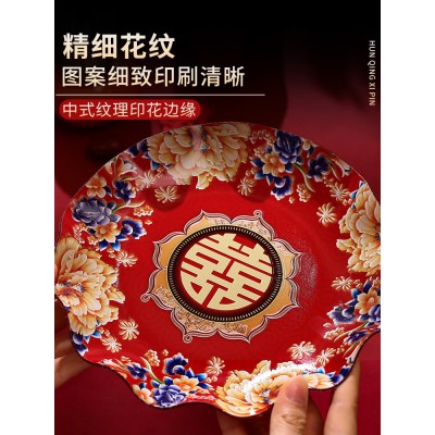 结婚果盘客厅红色喜庆订婚喜字喜糖盘糖果客厅茶几婚庆用品大全图3