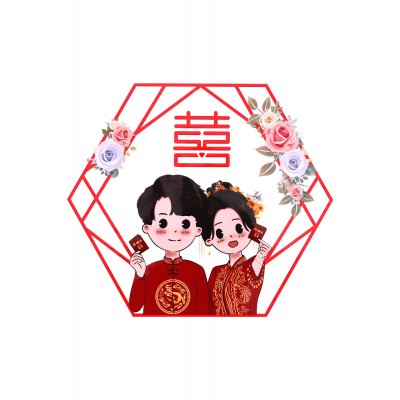 结婚喜字贴静电贴婚庆用品装饰窗户女方专用玻璃卧室婚房布置套装图5