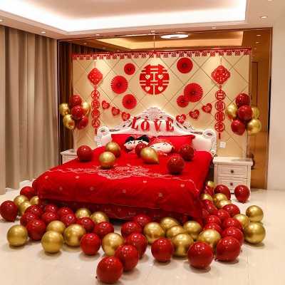 婚房布置套装大气创意男方新娘新房女方婚礼卧室结婚房间气球装饰图4