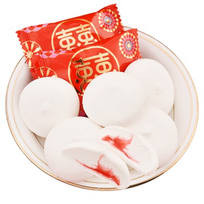 阿q熊喜庆棉花糖草莓夹心婚庆结婚喜糖散装糖果零食500g 爆浆流心图2