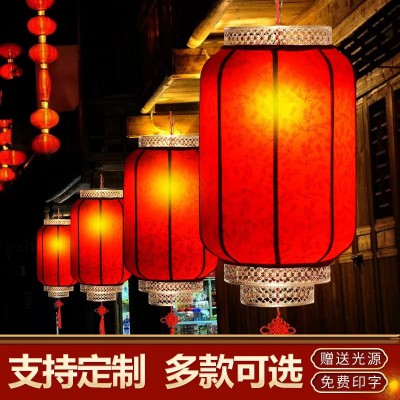 羊皮灯笼吊灯中国风户外防水防晒广告定制印字中式仿古红灯笼挂饰图2