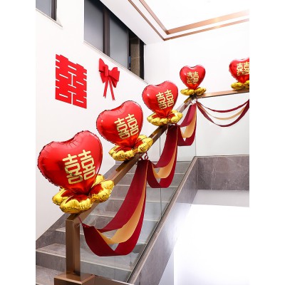 结婚楼梯纱幔婚房装饰扶手套装创意浪漫布置婚礼拉花彩带婚庆用品图4