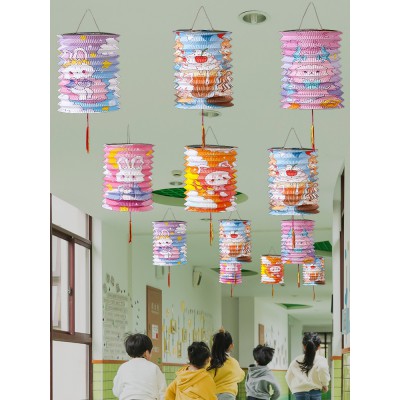2023新年兔子花灯装饰 手工diy儿童手提发光宫灯过年春节灯笼挂饰图4