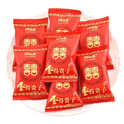 阿Q熊早得贵子喜枣喜糖结婚订婚满月宴批发散装阿胶枣蜜饯红枣图5
