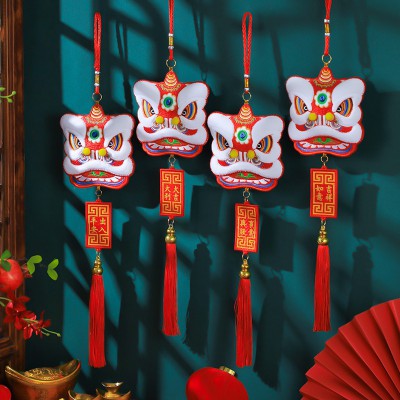 兔年醒狮挂件新年装饰品2023家用过年新春节舞狮门把手布置小挂饰图2