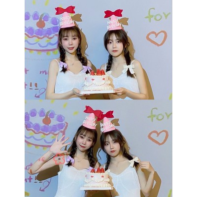 网红儿童女孩生日帽装饰蝴蝶结笑脸蛋糕头饰宝宝周岁派对拍照道具图3