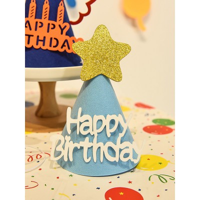 网红儿童女孩生日帽装饰蝴蝶结笑脸蛋糕头饰宝宝周岁派对拍照道具图4