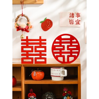 婚礼喜字装饰品立体创意送新人订婚结婚礼物中式客厅婚房布置摆件图4