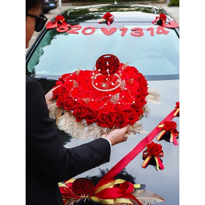 主婚车车队装饰手拉花结婚汽车丝带彩带副车头花高级婚礼婚庆用品图2