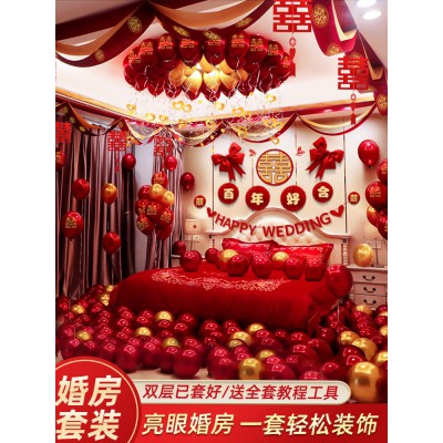 婚房布置套装男方女方新房网红卧室婚礼婚庆用品大全气球结婚装饰图2