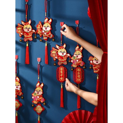 2023兔年春节新年装饰福字入户门把手小挂件门口挂饰过年布置用品图2