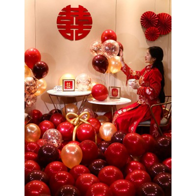 结婚气球装饰场景布置网红色卧室汽球婚房套装订婚礼婚庆用品大全图4