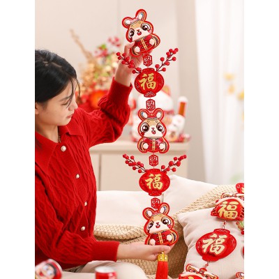 新年春节装饰品2023兔年小挂件卡通生肖醒狮春节挂饰过年氛围布置图4