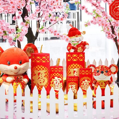 春节鞭炮装饰元旦过年商场仿真2023爆竹摆件新年坐炮场景布置用品图3