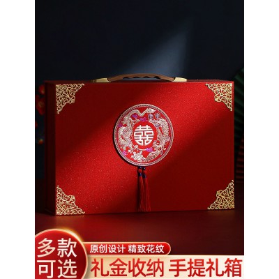 结婚订婚礼金盒聘金盒聘礼盒提亲现金礼盒五金礼金箱彩礼盒子10万图2