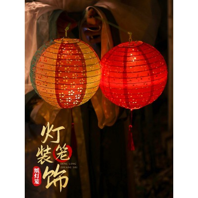 花灯手提古风儿童小灯笼挂饰 diy发光手工过年纸灯笼元旦装饰新年图2