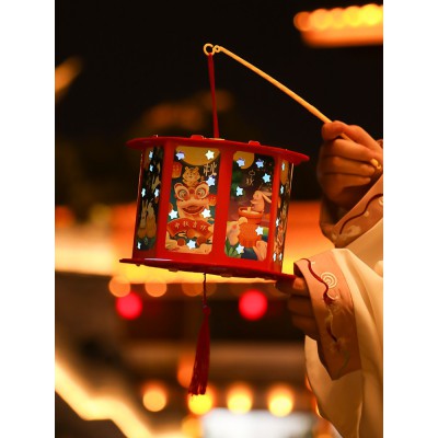 元旦节纸灯笼挂饰手工制作diy材料 儿童手提花灯兔子灯走马灯装饰图4
