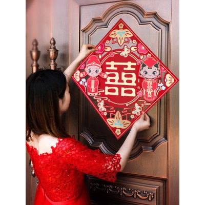 结婚用品大全喜字贴婚庆大门窗花布置婚礼婚房门装饰门贴喜字贴纸图3