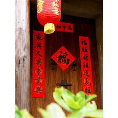 2023新年春节过年兔年对联大礼包家用装饰布置书法黑字春联门贴纸图4
