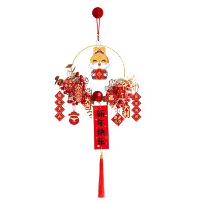 2023兔年过年创意福字花环装饰挂件新年春节客厅布置入户门上挂饰图5
