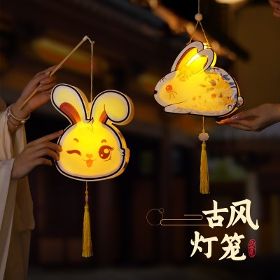 2022中秋节小灯笼手工制作diy材料儿童手提兔子花灯古风宫灯挂饰图2