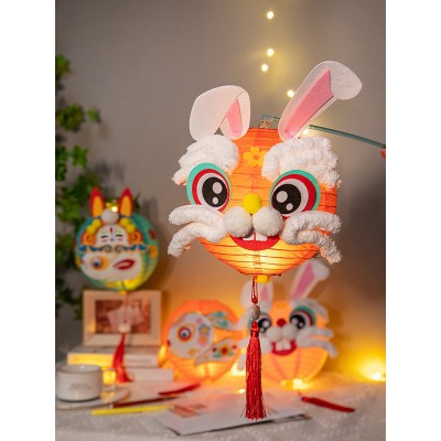 中秋节灯笼手工制作diy材料包幼儿园儿童手提兔子花灯发光小灯笼图2
