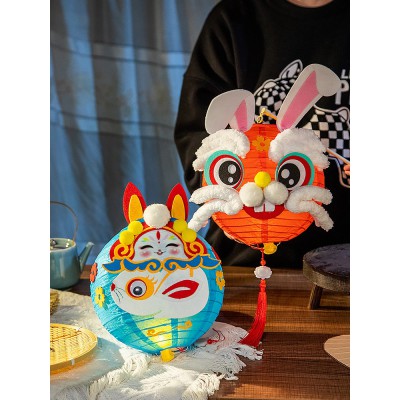 中秋节灯笼手工制作diy材料包幼儿园儿童手提兔子花灯发光小灯笼图4