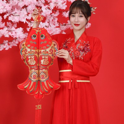 2022兔年新年装饰品家用客厅乔迁喜庆鱼福字挂饰春节布置过年挂件图3
