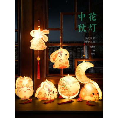 中秋新款兔子灯笼儿童手提花灯幼儿园手工制作diy材料亚克力发光图4