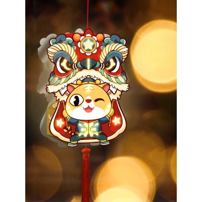 中秋创意手工木灯笼diy材料古风宫灯儿童手提发光六边形花灯装饰图5