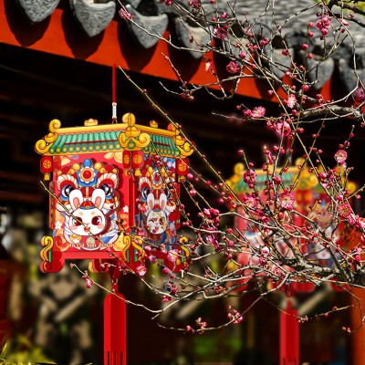 儿童卡通灯笼手工diy春节2023新款手提兔子宫灯挂饰过新年挂饰图5