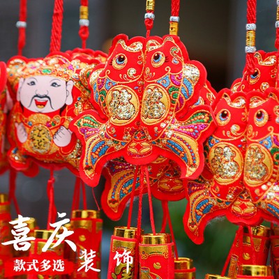过年装饰挂件2023兔年新年过年春节中国结鞭炮辣椒串双鱼客厅装饰图3