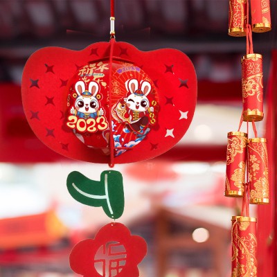 2023春节灯笼花灯手工diy室内小红灯笼挂饰兔年元旦装饰阳台新款图3