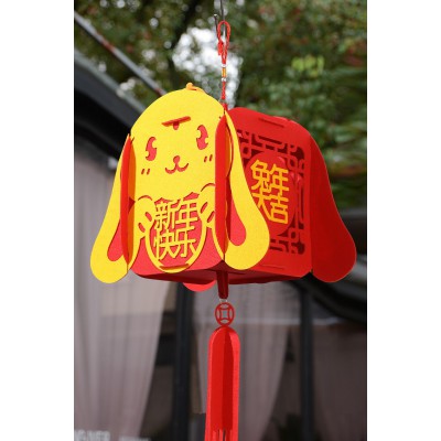小红灯笼挂饰手工绒布2023新年春节兔年过年大红灯笼装饰场景布置图4