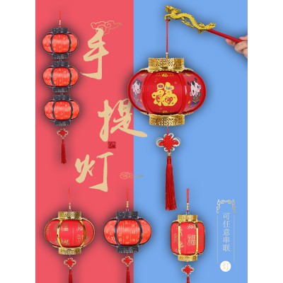 幼儿园教室儿童古风中式手提LED电子小灯笼花灯手工制作diy材料图2