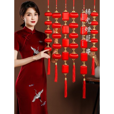 小红灯笼串挂饰过新年灯笼户外室内春节装饰挂件场景布置结婚喜庆图3