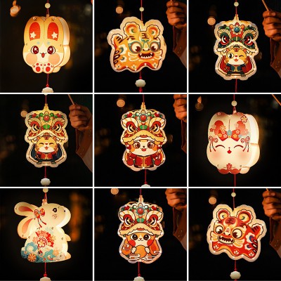 2022中秋节新款发光灯笼卡通pvc花灯儿童手提幼儿园手工diy材料包图5