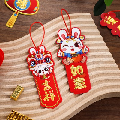 小红灯笼挂件盆景发财树上过新年装饰品福字2023兔年春节客厅布置图3