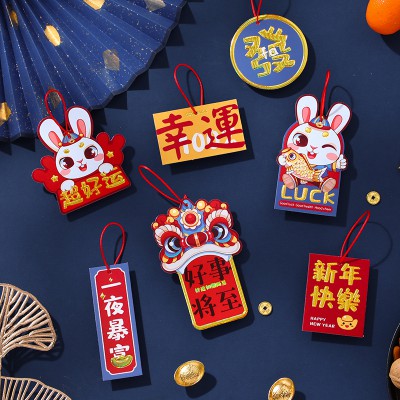 小红灯笼挂件盆景发财树上过新年装饰品福字2023兔年春节客厅布置图4