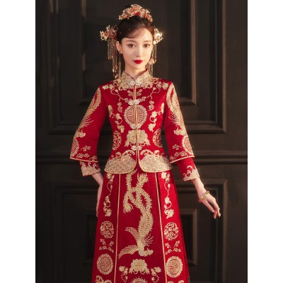 秀禾服2022新款新娘中式结婚礼服嫁衣龙凤褂女婚纱冬季秀和敬酒服图3