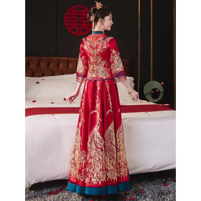 高端秀禾服2022新娘新款女中式婚纱结婚礼服显瘦重工奢华嫁衣大摆图5