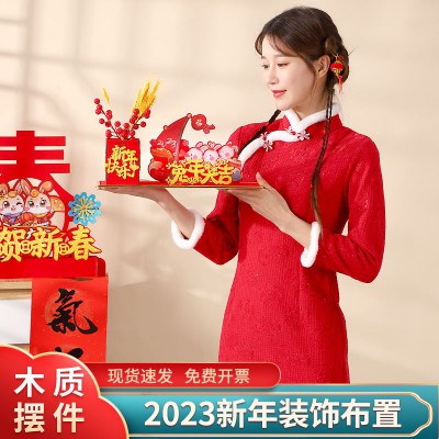 春节过年装饰小摆件工厂企业办公室场景布置节日装扮布置陈列堆头图2