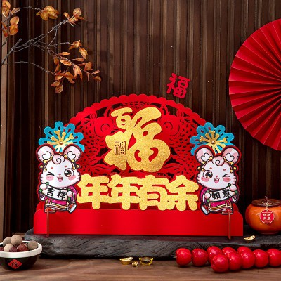 春节过年装饰小摆件工厂企业办公室场景布置节日装扮布置陈列堆头图4