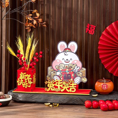 新年装饰品过年装饰挂件2023兔年春节摆件室内氛围布置新年装饰品图3