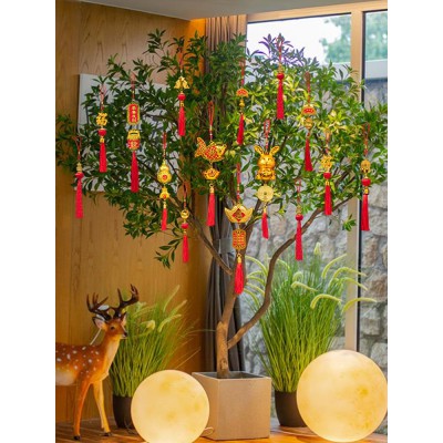 新年装饰品场景布置兔年春节盆景植物小挂件过年挂饰室内2023元旦图2