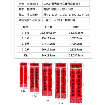 2023兔年春节高档植绒对联新年黑字福字大门贴春联装饰门联乔迁图4