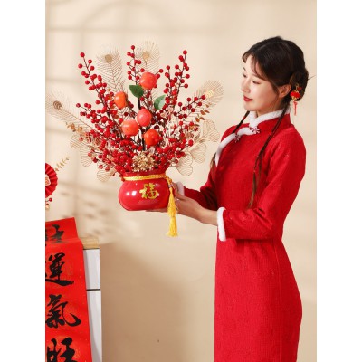 2023兔年新年春节装饰品盆栽树摆件小灯笼挂件过年入户门挂饰布置图3