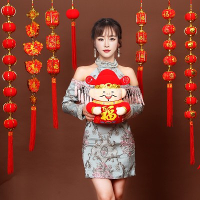 兔年吉祥物公仔财神装饰挂件春节娃娃摆件年会礼物室内生肖小挂饰图2