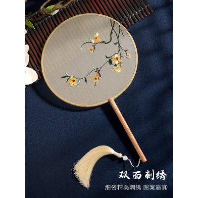 团扇双面刺绣古风苏绣扇子女汉服中国风旗袍古装儿童夏季小舞蹈扇图3